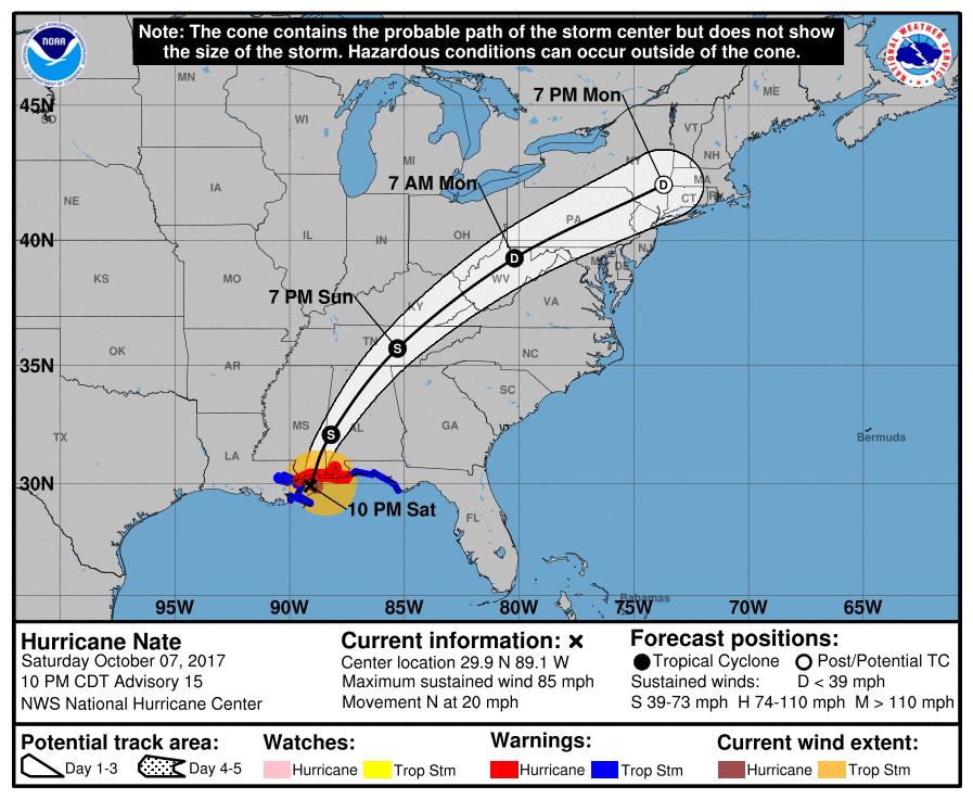 Hurricane Nate's eyewall hits Mississippi coast, storm surge warning lifted for parts of Louisiana